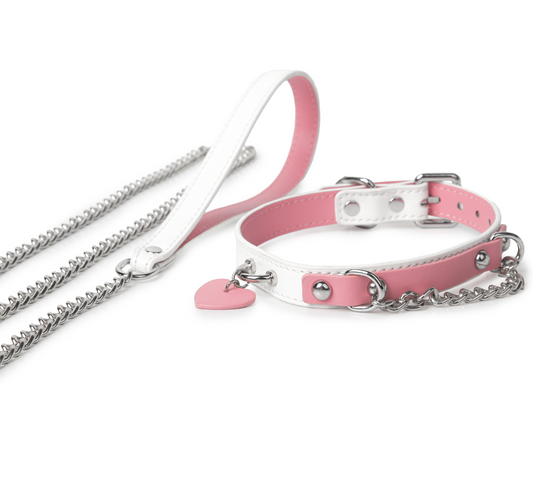 Cupid’s Arrow｜Pink & White Handmade Collar & Chain Set